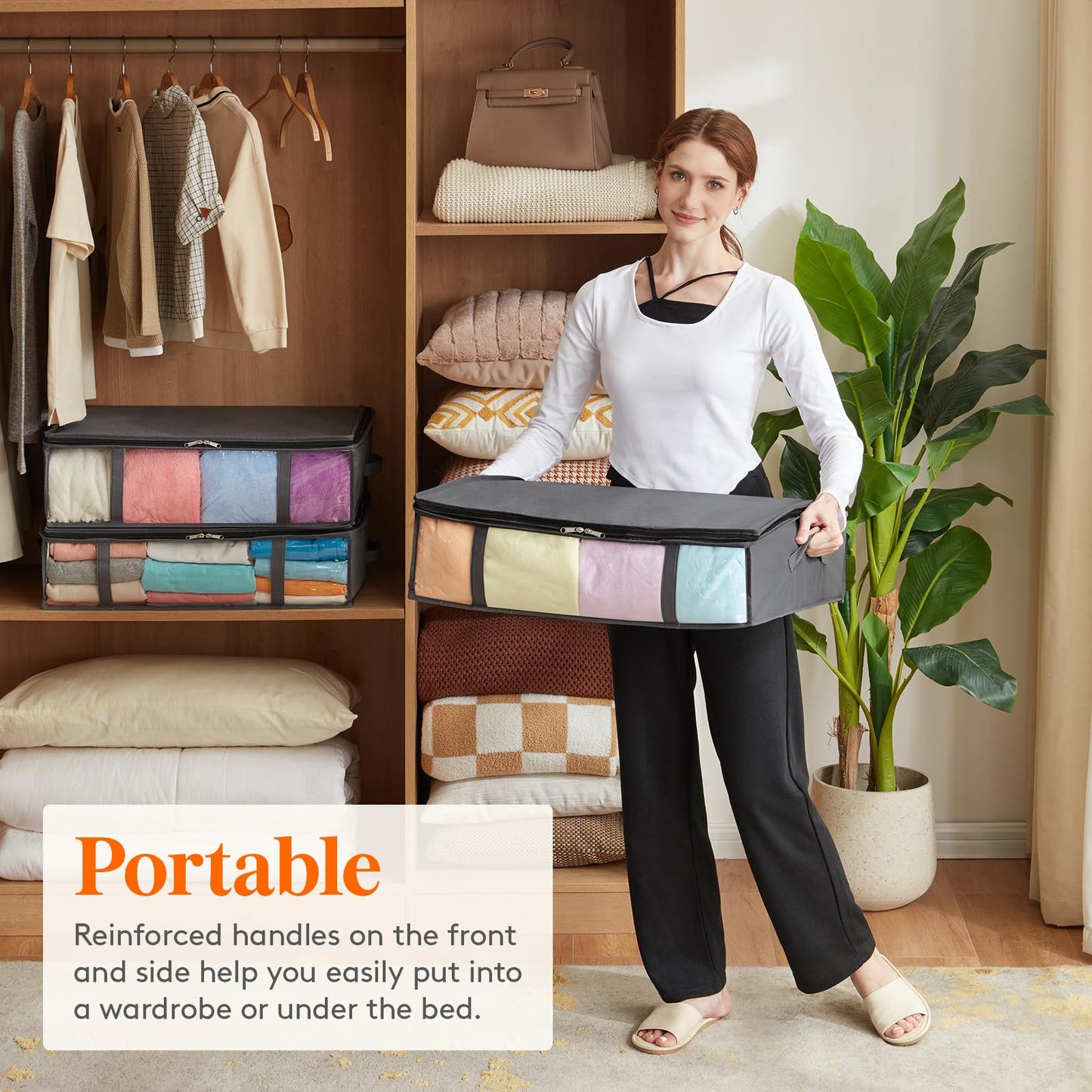 Lifewit 2 Pack Under Bed Storage,40L Clothes Storage Bags with Clear Window