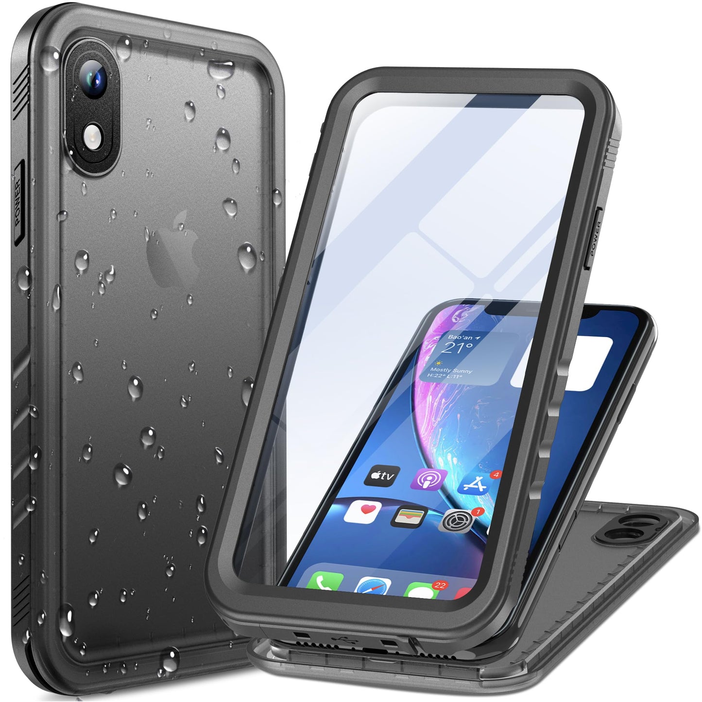 Cozycase for iPhone XR (10) Waterproof Shockproof Case with Screen/Camera Protector - Unbreakable/Heavy Duty/Front and Back Cover?360 Full Body