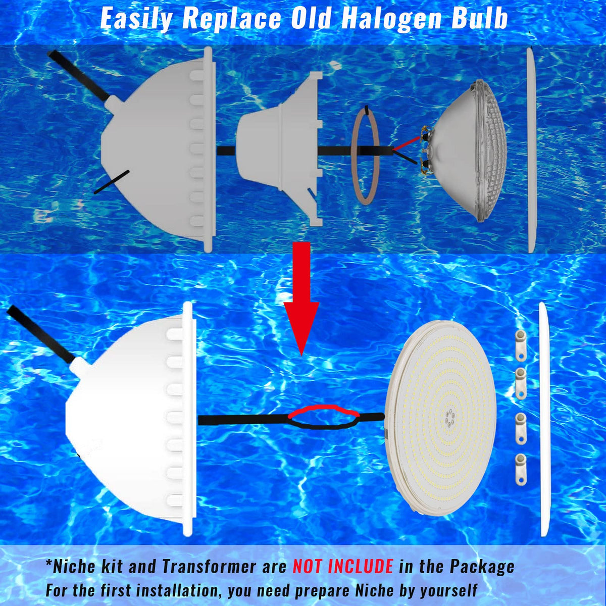 LyLmLe LED Swimming Pool Light Resin Filled, 35W PAR56 Submersible Underwater Lamp (Equivalent 300W Halogen Bulbs), Super Bright Spotlight, 3500lm,