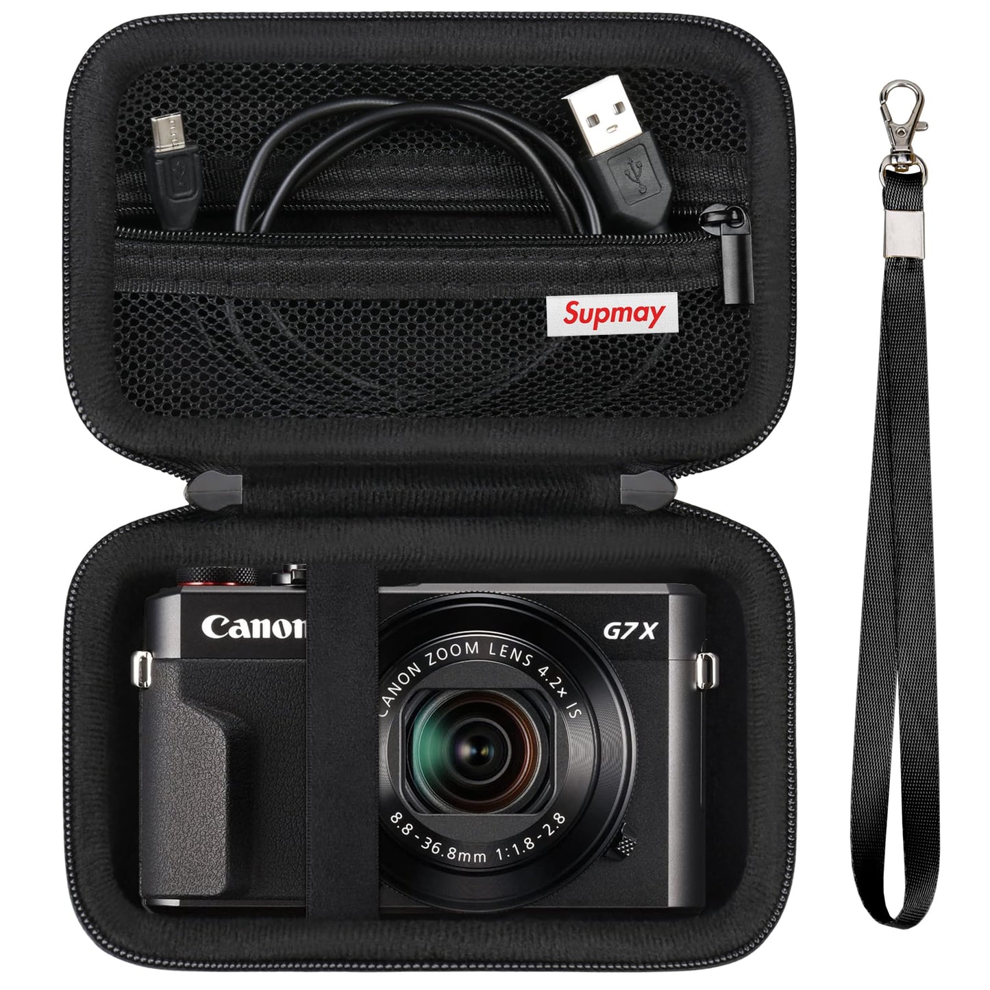 Supmay Hard Travel Case for Canon Powershot G7 X Mark II/ G7 X Mark III Digital Camera, Protective Storage Bag with Zipper Mesh Pocket for Battery