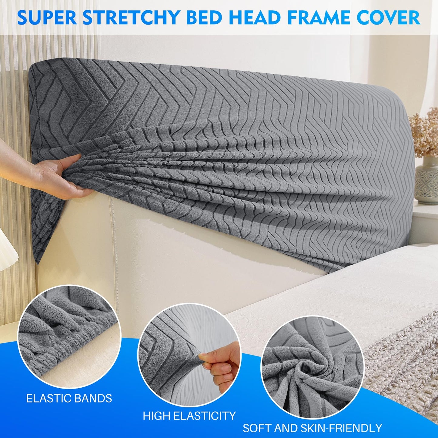 CYCMACO Elastic Bed Headboard Cover, 150 cm, Soft Stretch Bed Headboard Cover, Dustproof Bed Headboard Covers, Modern Bed Headboard Cover, Universal