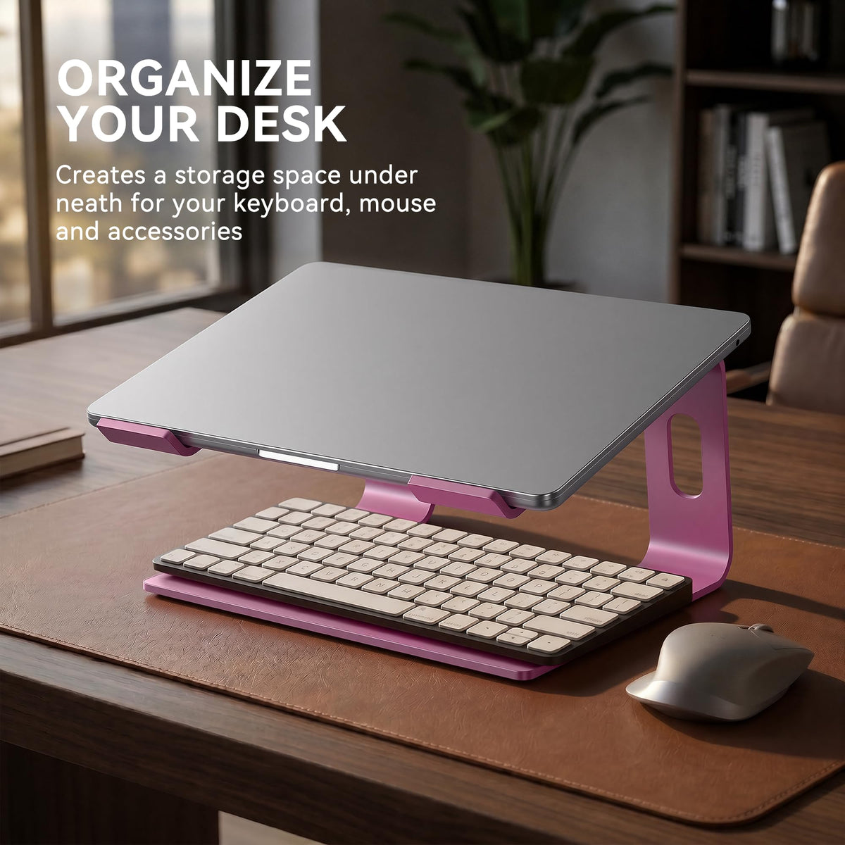 SOUNDANCE Laptop Stand, Aluminum Ergonomic Desk Riser, 10-15.6",Gold Pink