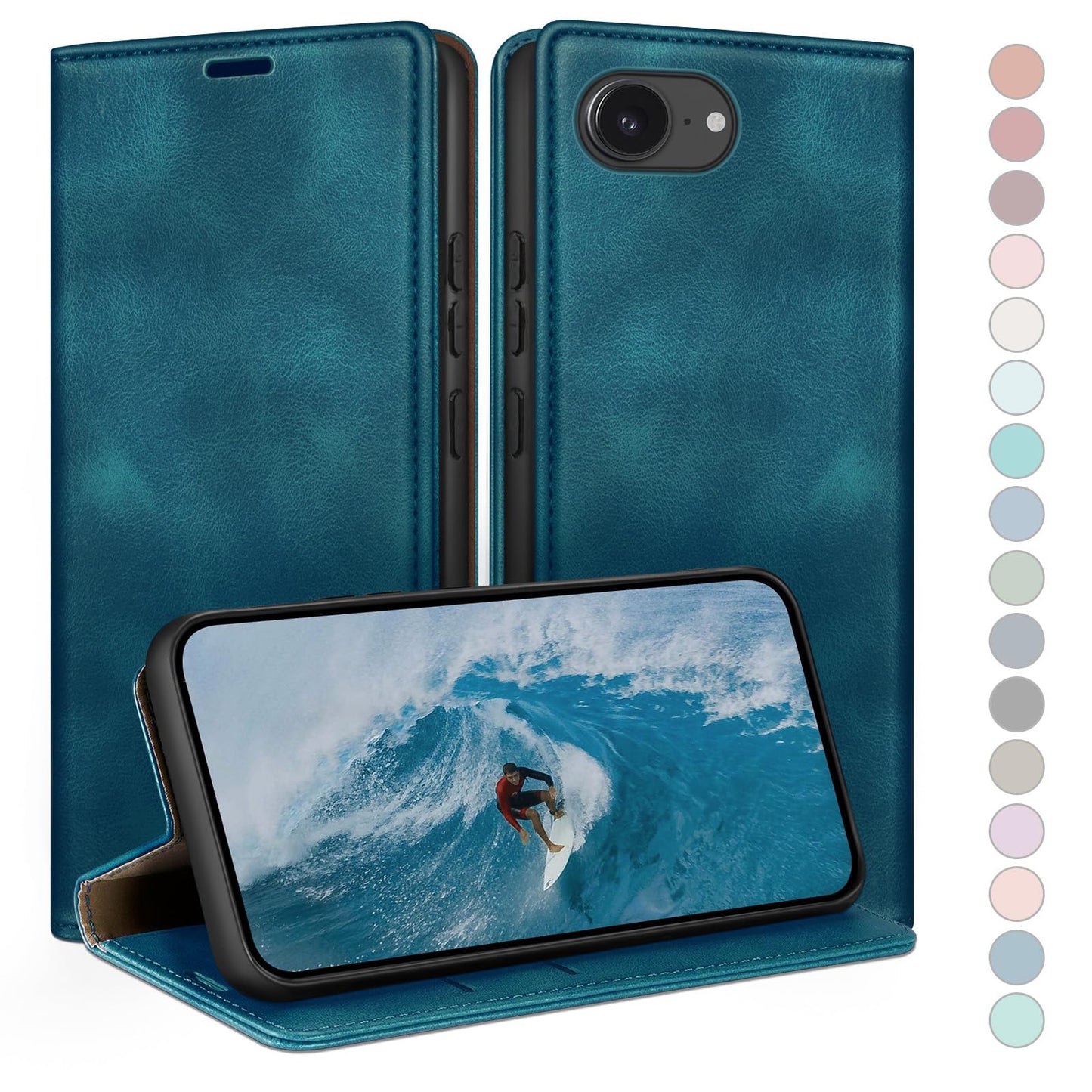 HUOUH for iPhone 16e 6.1" Wallet case with RFID Blocking PU Leather,Flip Folio Book covers,Credit Card Holder Shockproof Phone case Women Men for