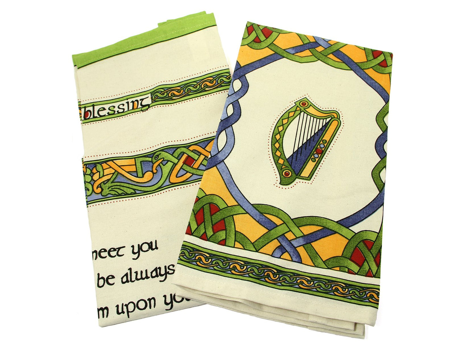 Royal Tara Irish Tea Towel Set of 2 Piece with Irish Blessing and Emblems Design | Colorful, Beautiful and Practical Kitchen Accessories