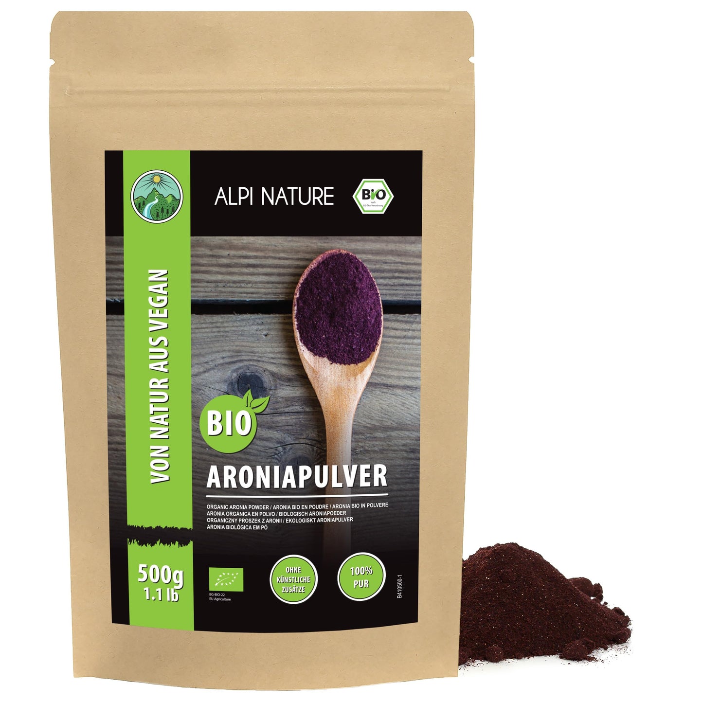 Alpi Nature Organic Aronia Powder 500g 1.1 lb, Ground Aronia Berries, Black Chokeberry Powder