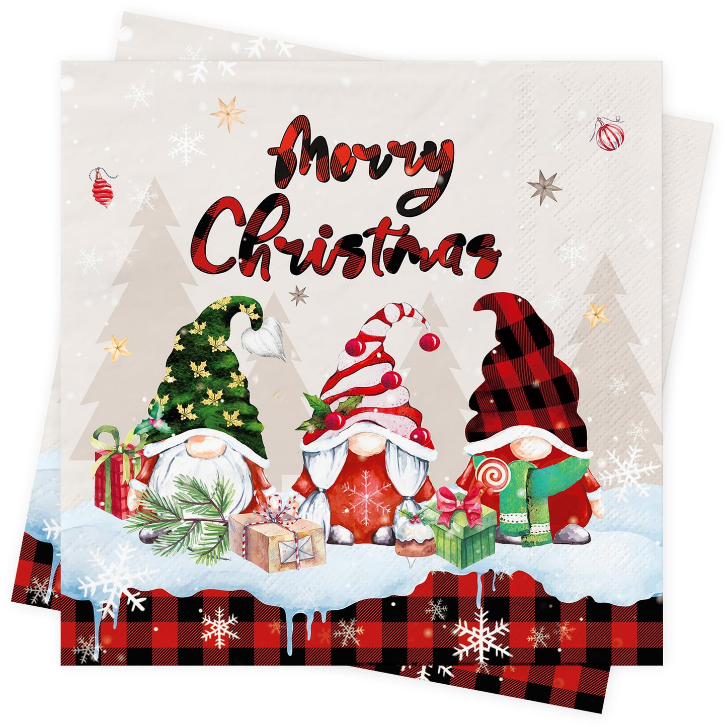 AFYHH 80Pcs Christmas Napkins Table Decorations Christmas Paper Napkins Xmas Serviettes Xmas Disposable Tissue Napkin Merry Christma Party Tablewear