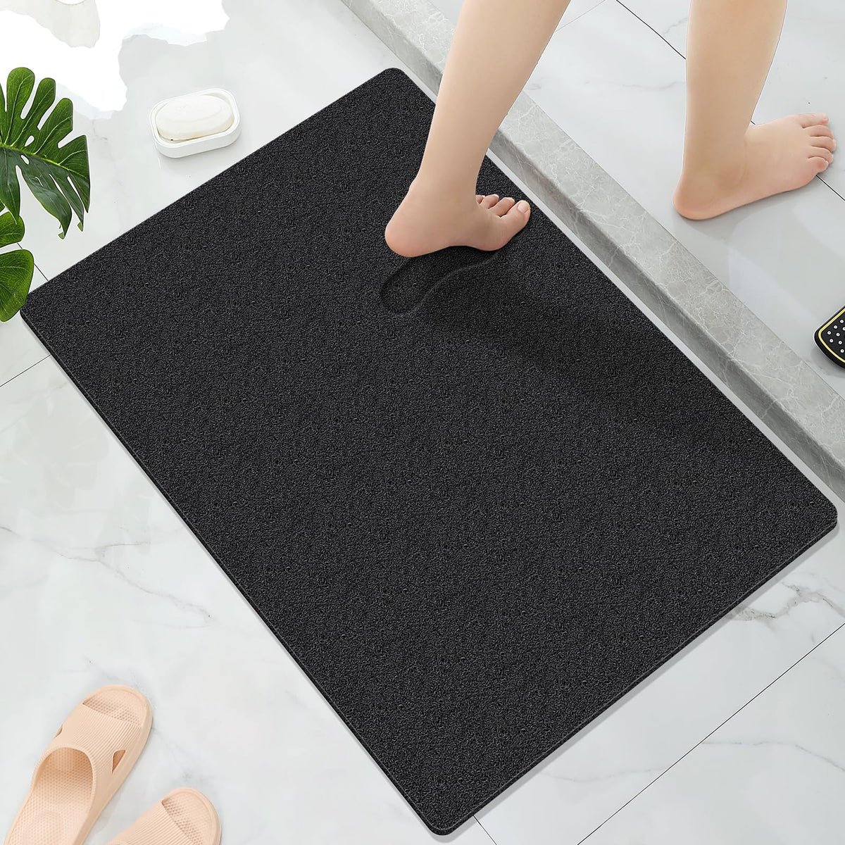 Loofah Shower Mat, Bath Mat Non Slip, Soft Shower Mats for Inside Shower, 40 x 60 CM Quick Drain Washable Bath Mats for Bathroom Floor, PVC Bathtub