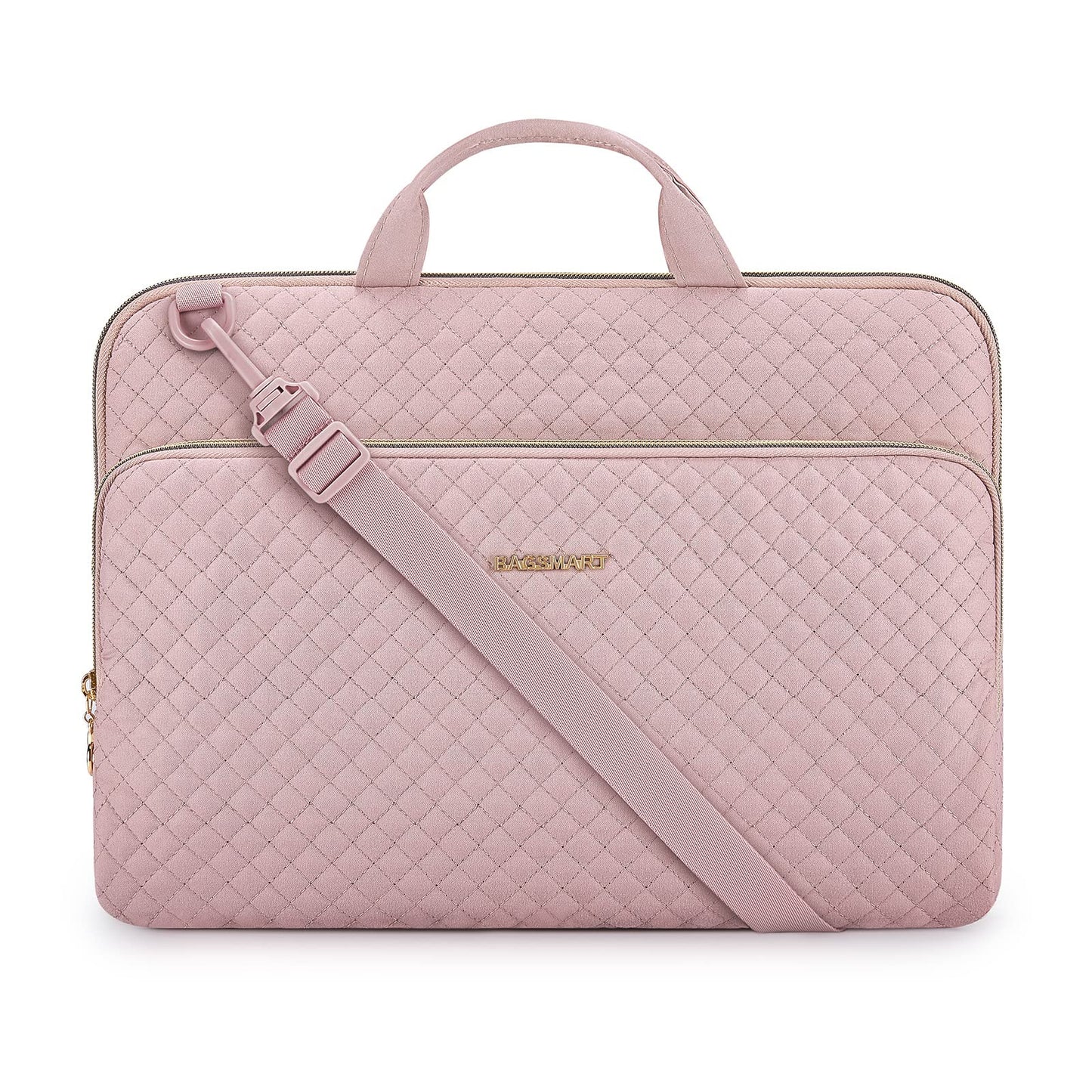 bagsmart Laptop Sleeve Carrying Case with Pocket, Computer Protective Cover for MacBook Air 2025 ASUS Lenovo HP Notebooks (Pink, 15.6 Inch - With