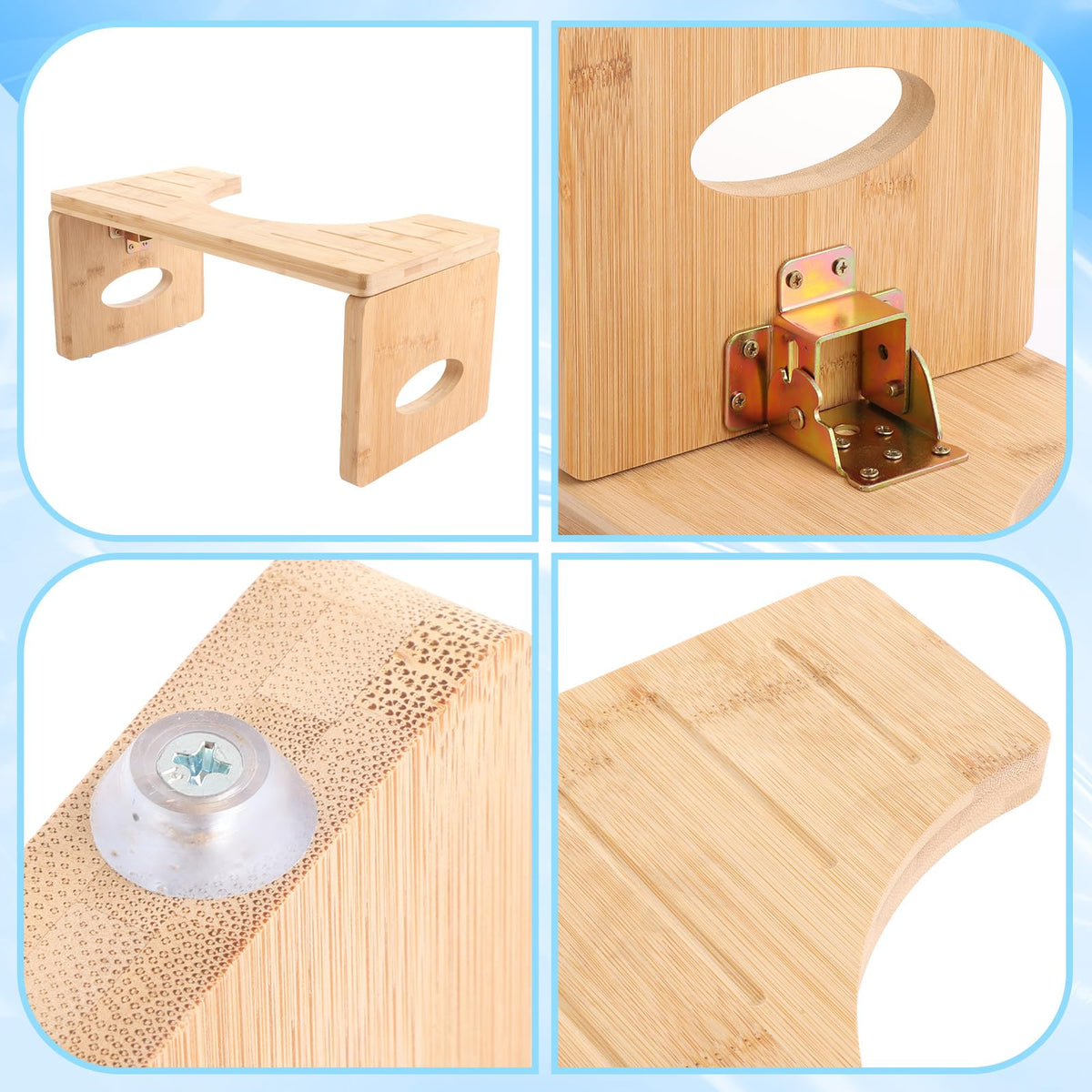 LOPYXBR Bamboo Toilet Stool Squat Adult, 15.7 x 7.9 x 7.3 inch/ 40 x 20x 18.5 cm Poop Stool for Adults, Foldable Bamboo Toilet Step