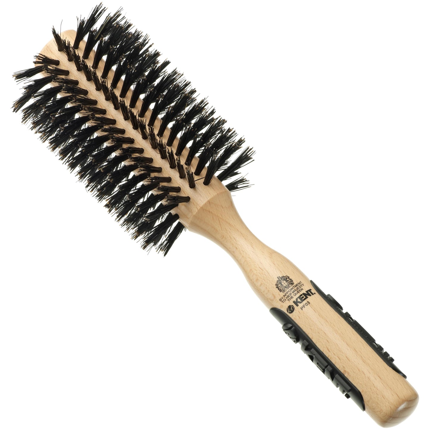 Kent 60mm Volumising Round Brush PF03 - Brush for Curling, Adding Volume & Shine to Medium to Long Hair, Handmade Beechwood Bristle & Nylon Mix