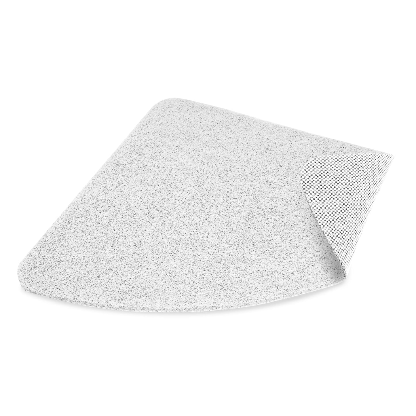 Dikots Corner shower mat non slip anti mould 60 x 60 cm - White Loofah style PVC Non slip Curved shower mat for inside shower - Washable and Quick