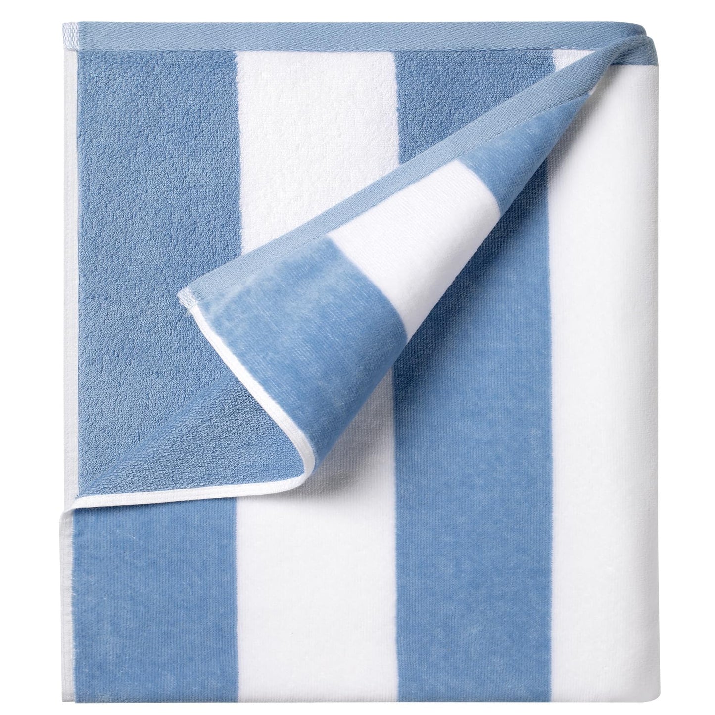 Ouxiaobai Cotton Oversized Beach Towel - 35 x 70 Inch Large Size Pool Towel, Striped Soft Cabana Swim Towel (Blue)