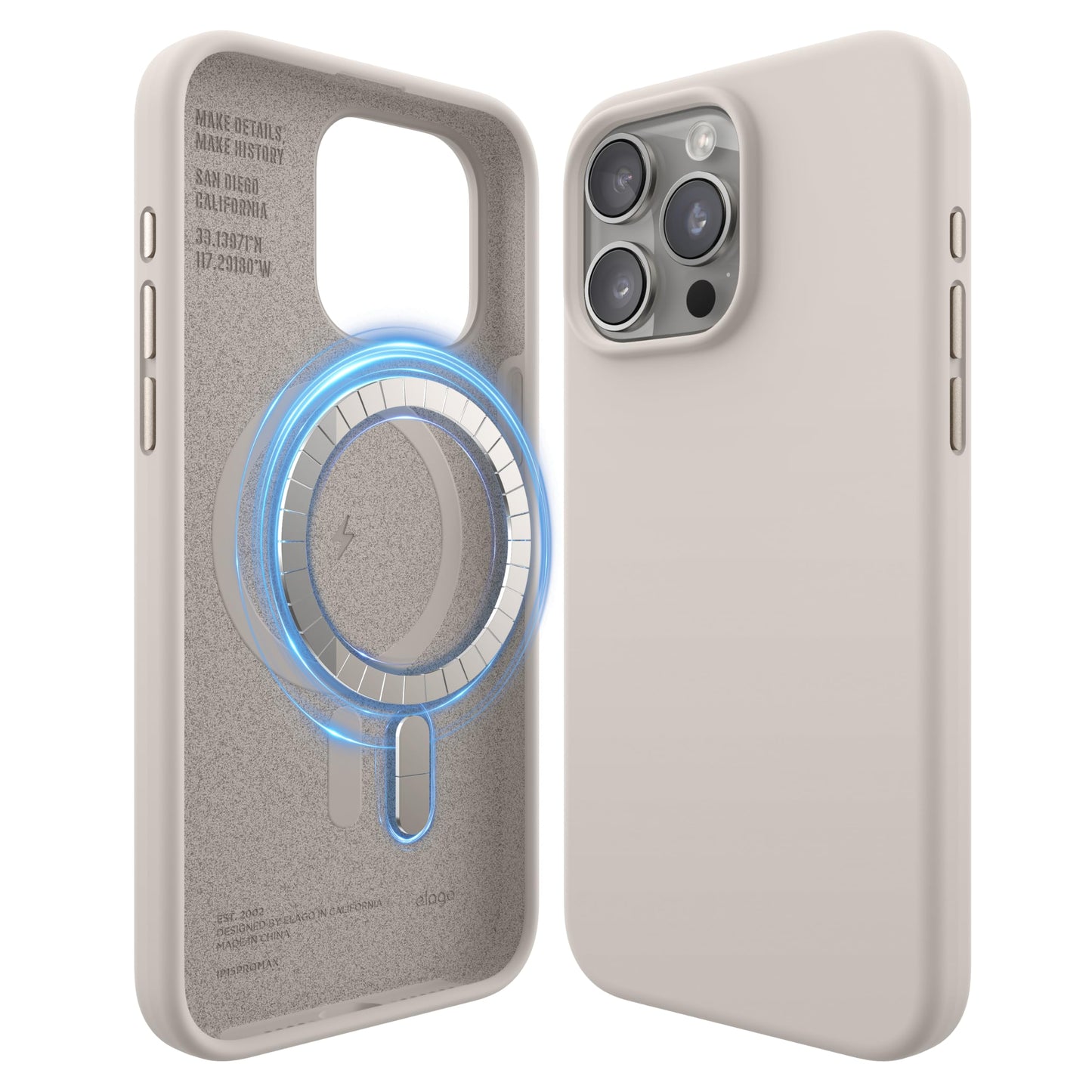 elago Magnetic Silicone Case Compatible with iPhone 15 Pro Max Case, Compatible with MagSafe All Accessories, Built-in Magnets, Premium Silicone, Full