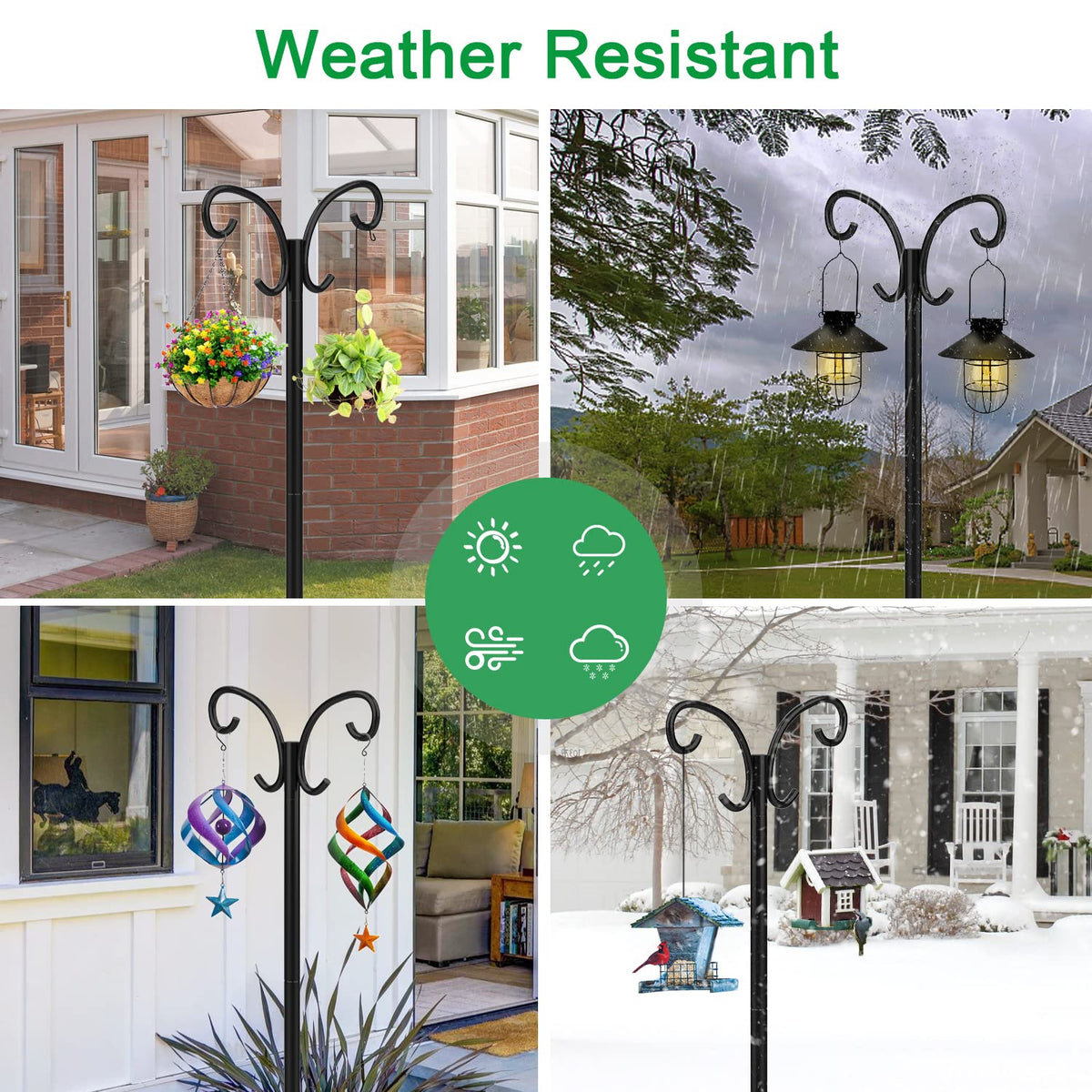 Mutool 78in/198cm Adjustable Shepherds Hooks for Outdoor, 2 Pack Heavy Duty Bird Feeder Pole, Shepherds Crook Garden Hooks for Lantern Birdfeeder