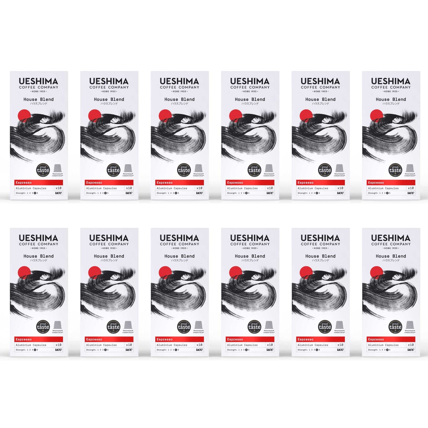 Ueshima House Blend Coffee Capsules - 12 Packs of 10 Capsules (120 Cups)