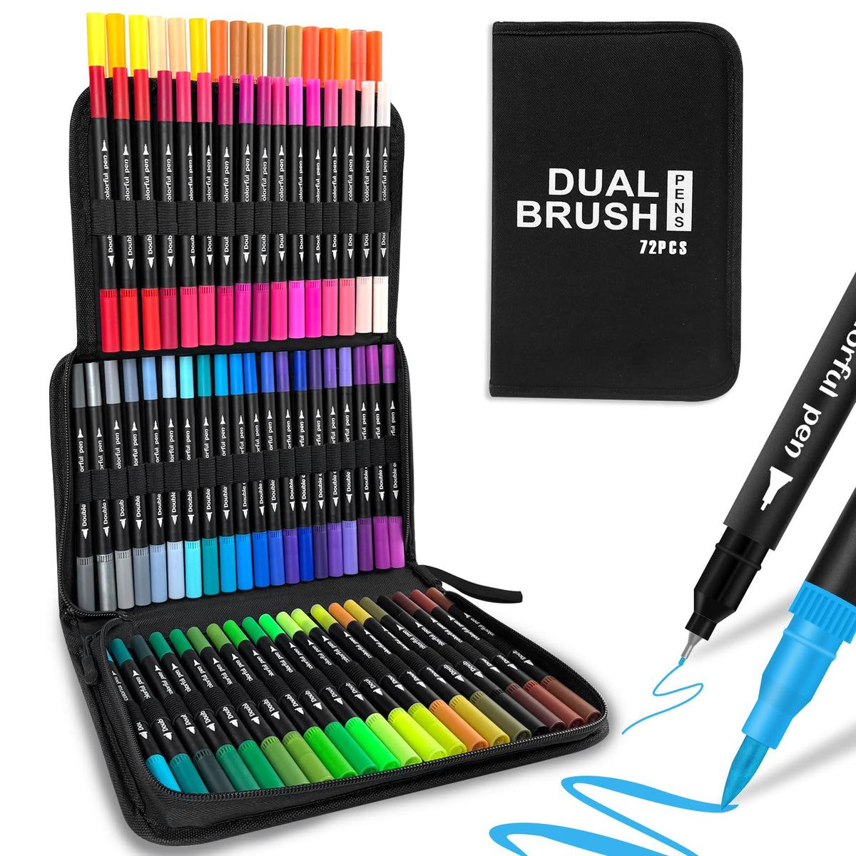 SUPERFA 72 Colours Dual Tip Felt Pens, Colouring Adult Felt Tip Brush Pens for Painting, Sketching, Drawing