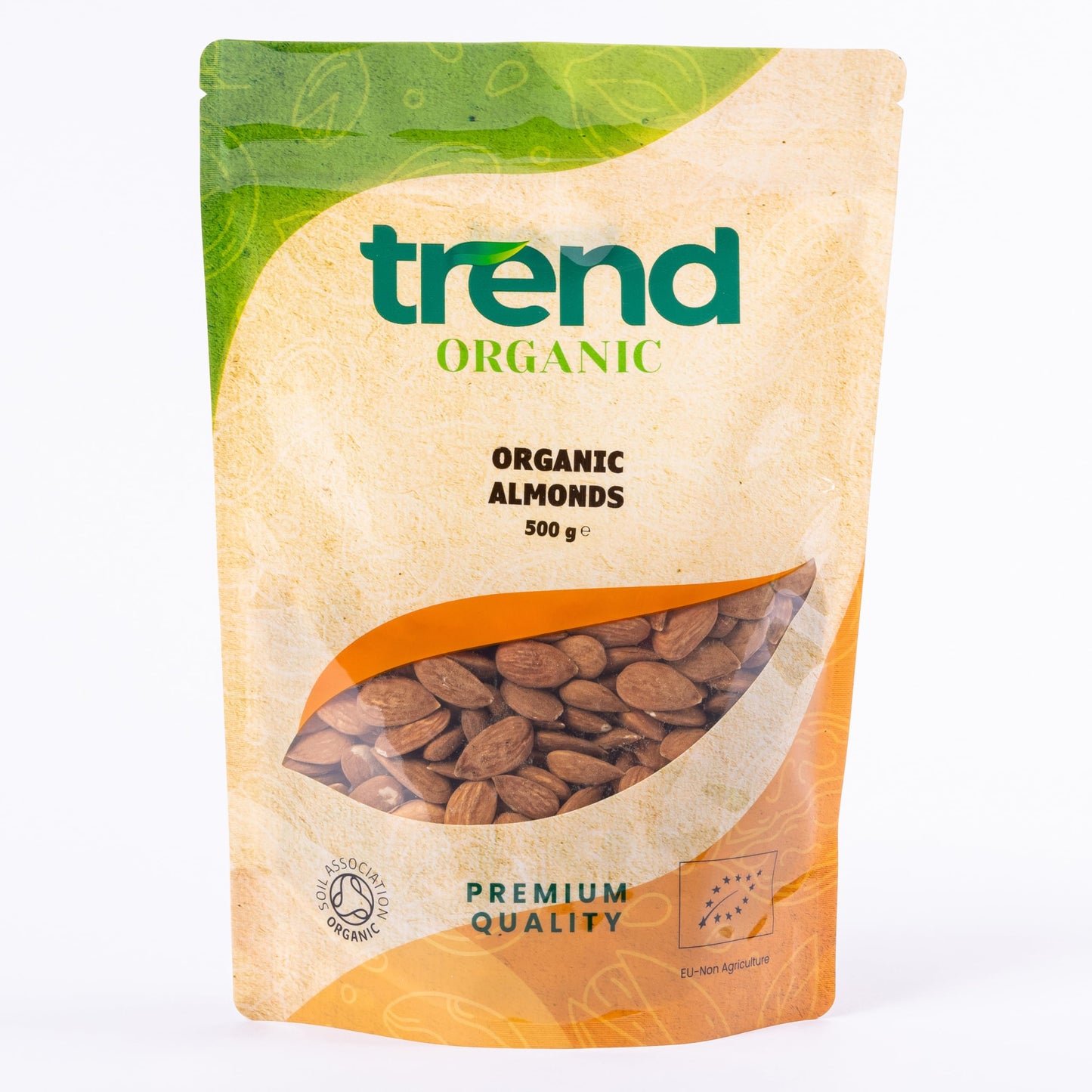 Trend Organic Almonds 500g - Ideal for Snacking, Baking, and Nutrient-Rich Recipes - High Fibre, High Protein - Certified Organic, Vegan, Non-GMO, No