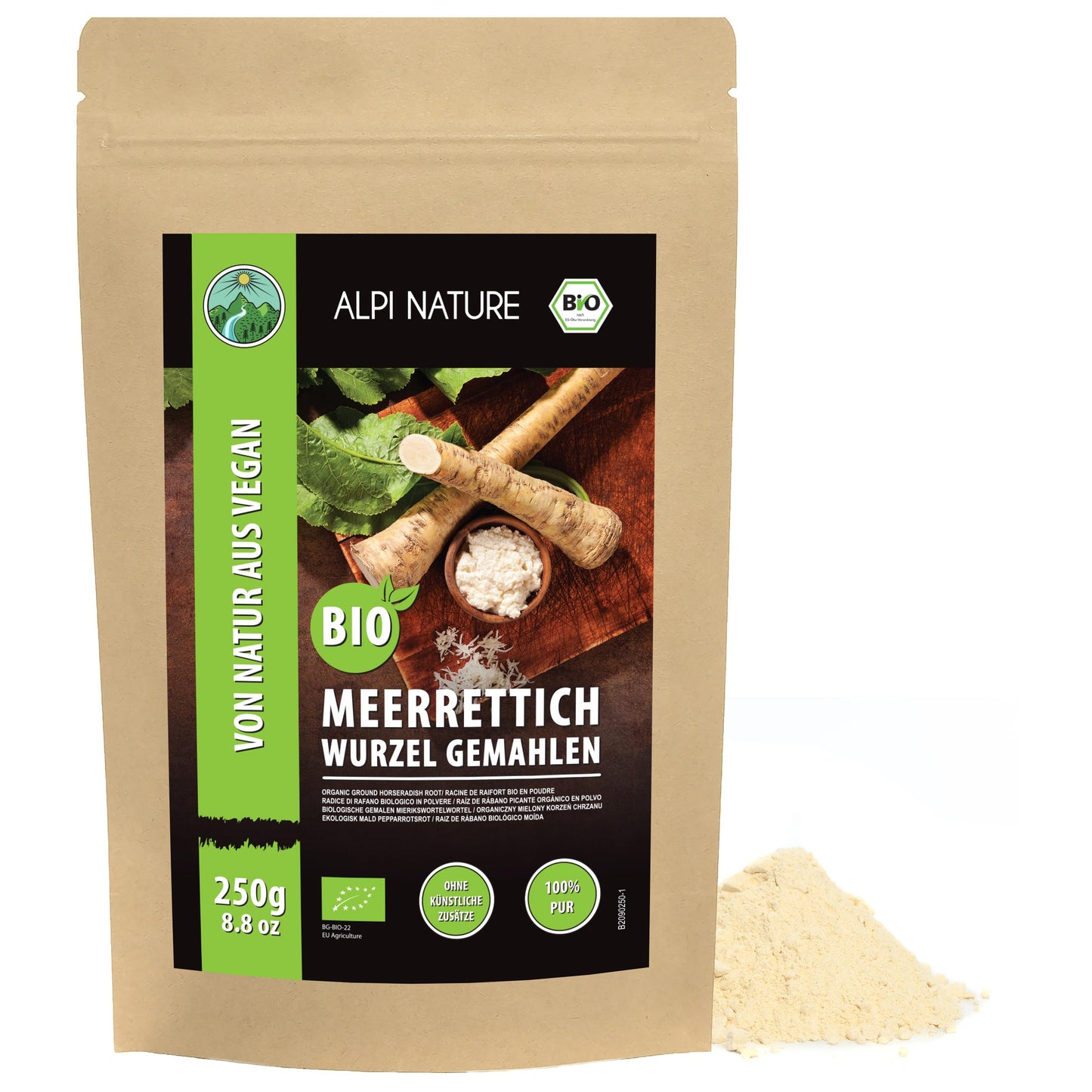 Alpi Nature Organic Horseradish Ground 250g 8.8 oz, Ground Horse Radish Root Powder, Gluten Free