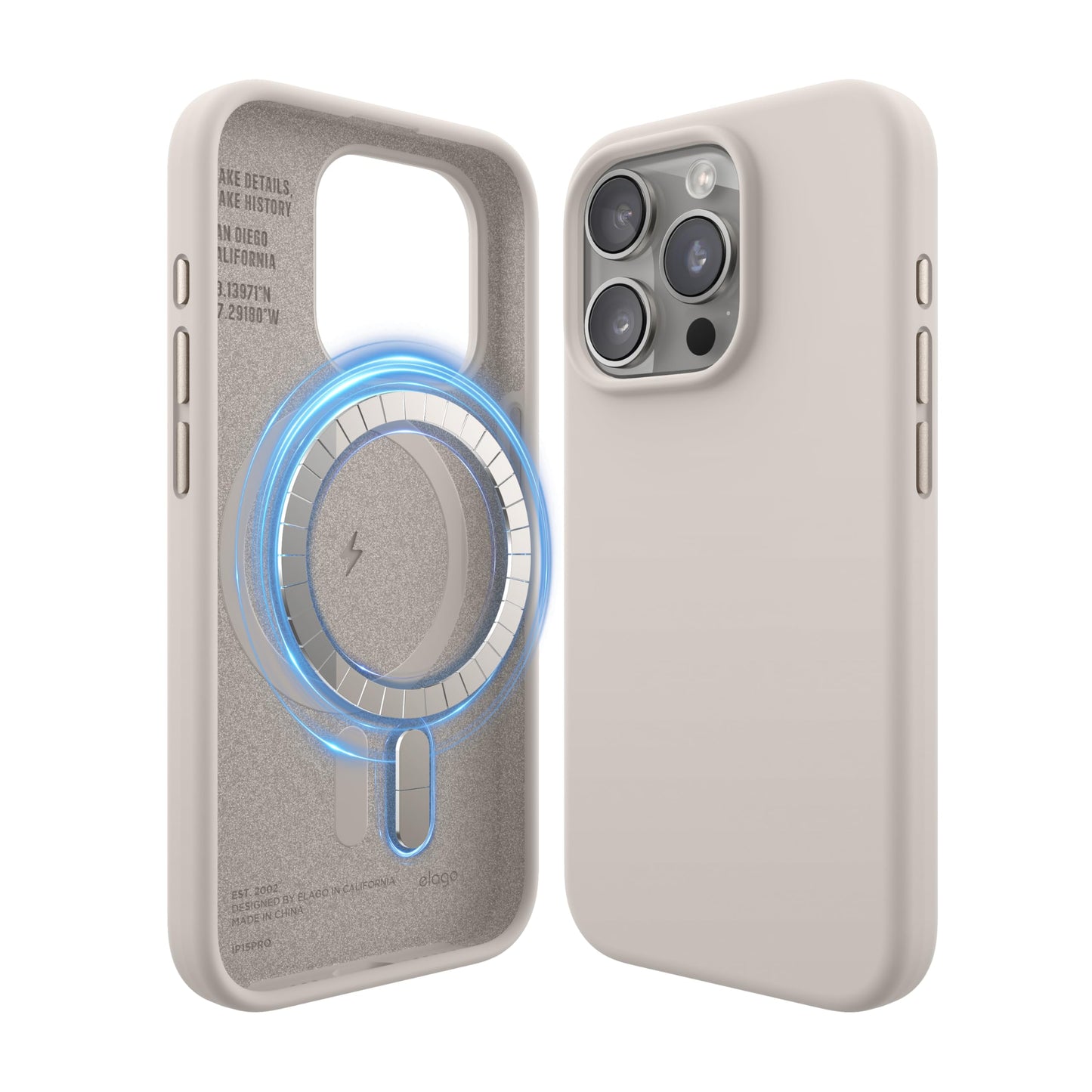 elago Magnetic Silicone Case Compatible with iPhone 15 Pro Case, Compatible with MagSafe All Accessories, Built-in Magnets, Premium Silicone, Full