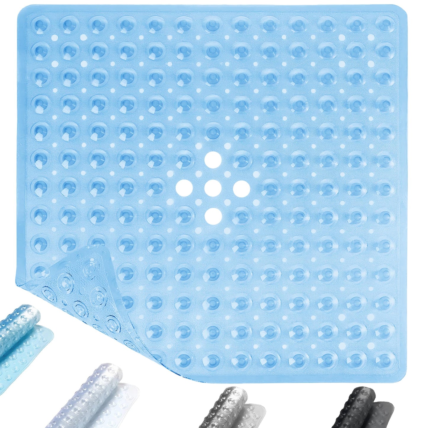 ADOV Shower Mat Non Slip Anti Mould, 53x53cm Square Shower Mats for Inside-Shower, Bath Slip Mat, Anti-slip Bathroom Mats with Strong Suction Cups and