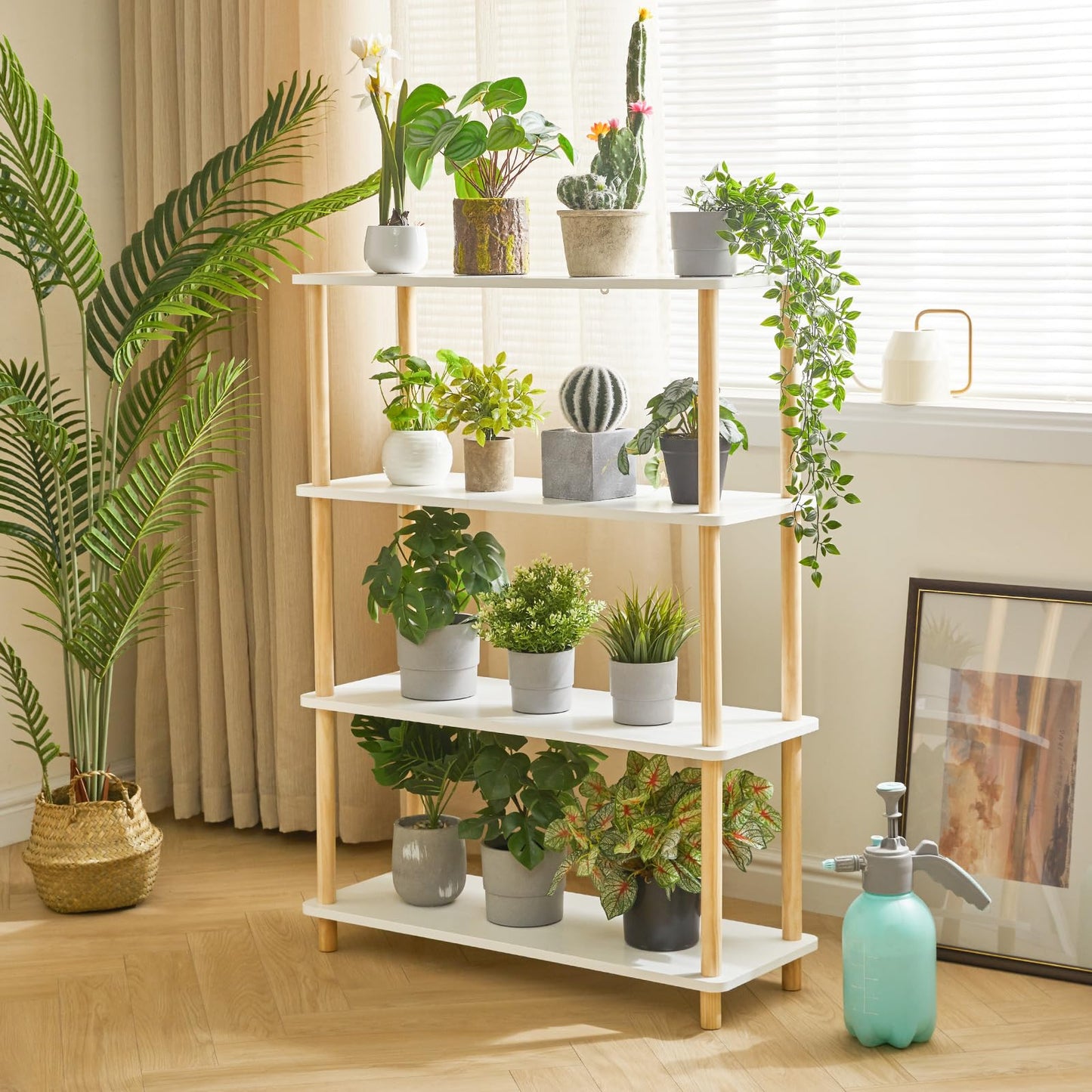 IBUYKE 4-Tier Wood Open Bookcase,Bookshelf Storage Organizer,White WBC004W