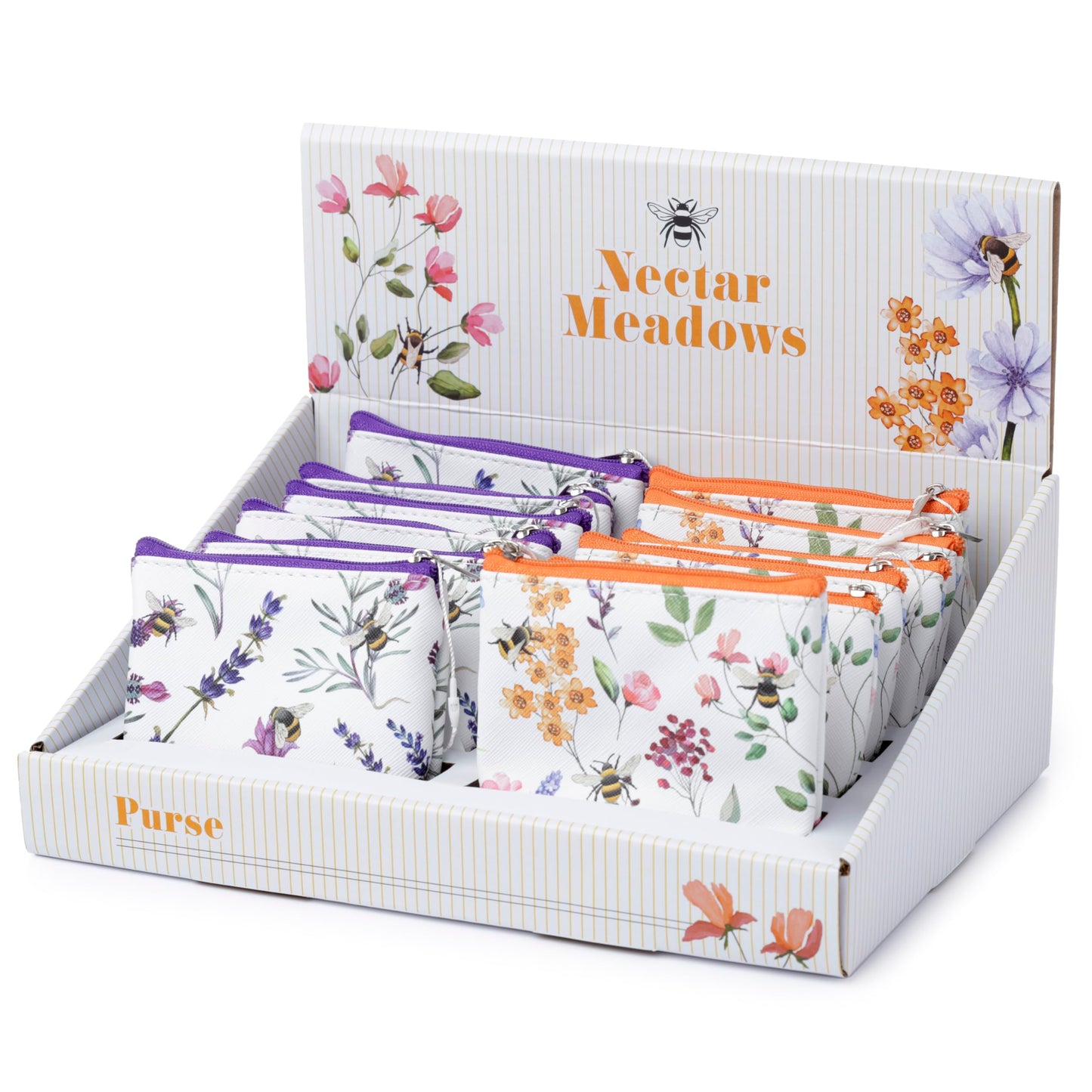 Puckator The Nectar Meadows PVC Purse - Ladies Women's Womens Slim Purses Wallets Wallet for Women - Coin Pouch Purse Men - Card Holder with Zip - Small Cash Wallet Bag Bags UK