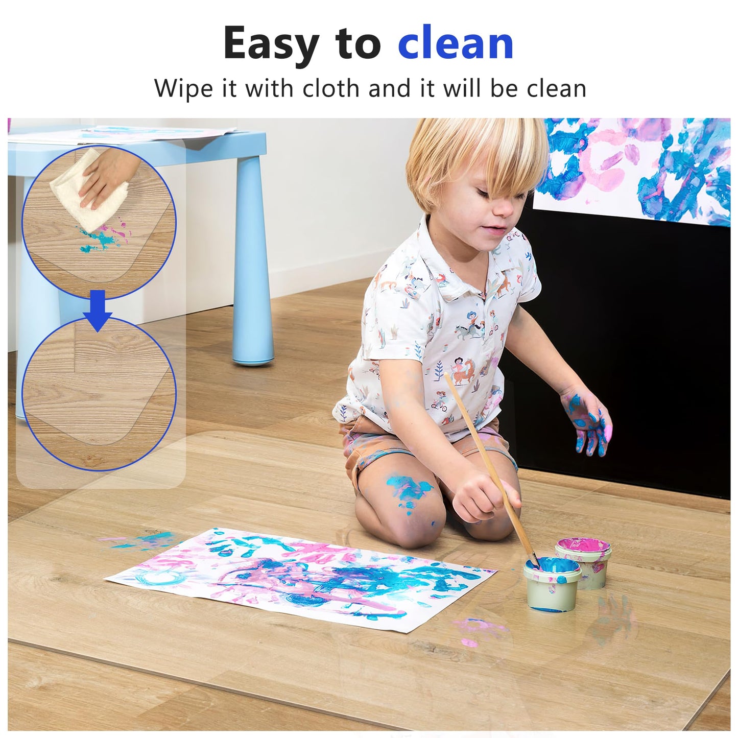 BesWin Office Chair Mat for Hard Floors, 76.2x120cm Clear PVC Hard Floor Protection Mat, Non-Slip Hardwood Floor Chair Mat