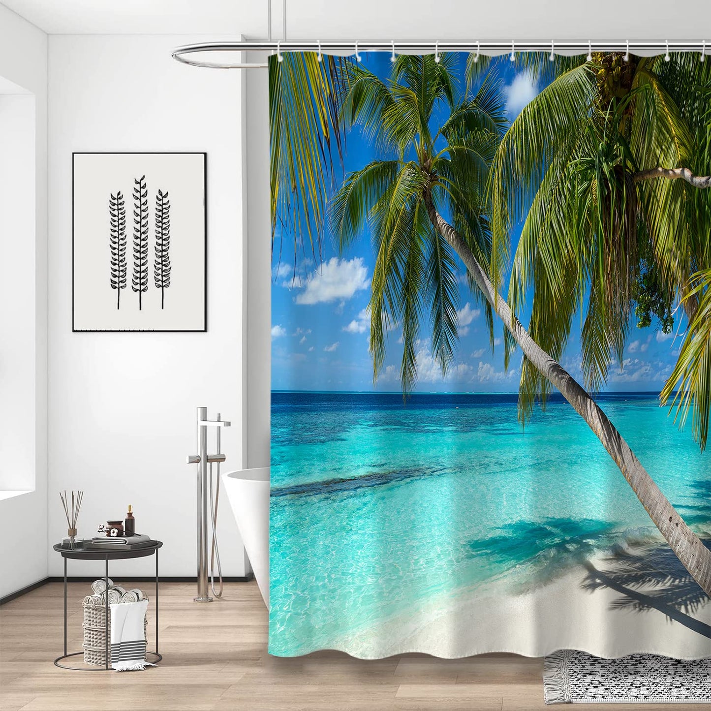 Trimming Shop Polyester Shower Curtain Bathroom Curtain With 12 Curtain Hook Mould & Mildew Resistant Waterproof Bath Curtain 180 x 180cm Long Shower