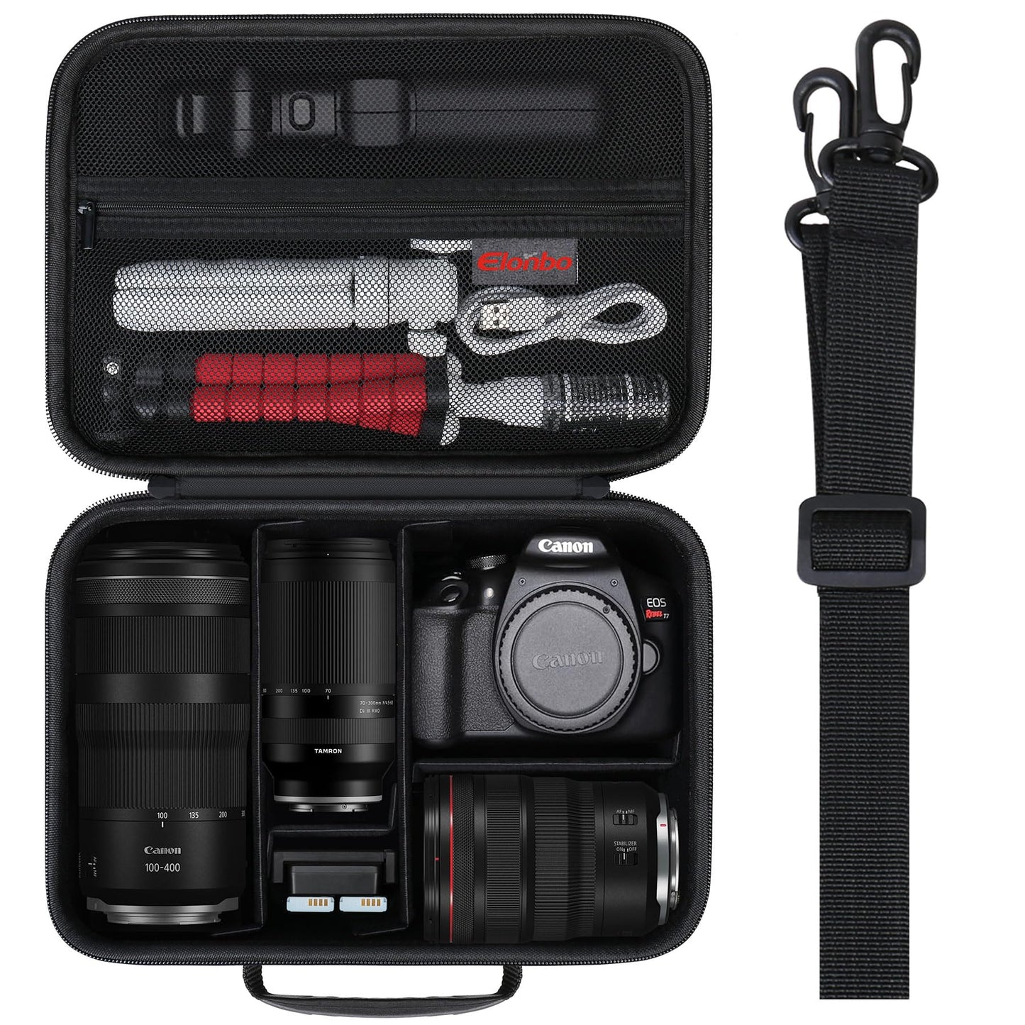 Elonbo Carrying Case for Canon EOS 2000D/4000D/R50/R6 Mark II/R100/R8/R10/ Sony Alpha 7 III /7 IV/a6400/ZV-E10/ZV E10L DSLR Digital Camera, Hard