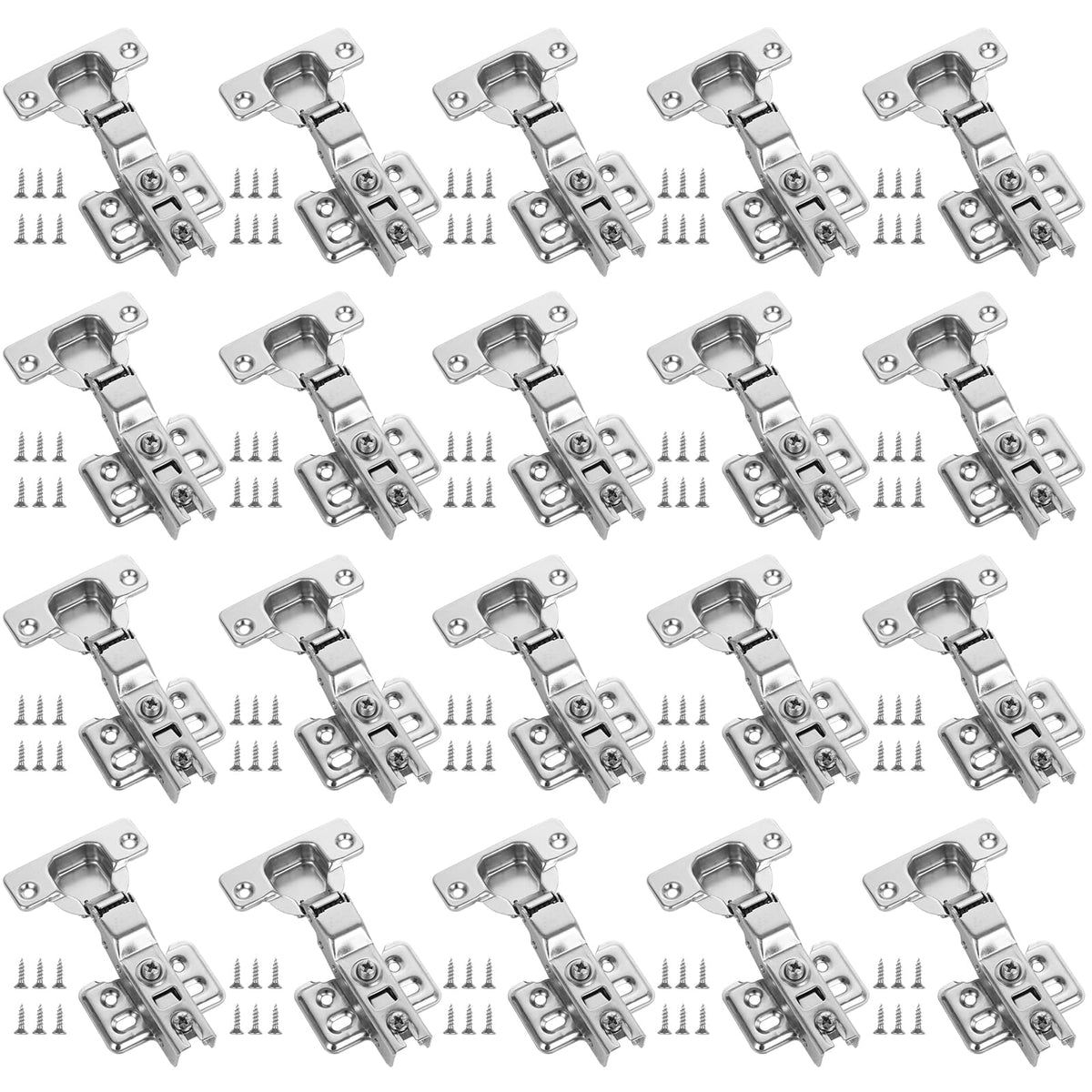 APACALI 20 PCS Half Overlay Kitchen Cupboard Hinges, Kitchen Cabinet Hinges with Screws, Cabinet Hinge, Soft Close Hinge for Kitchen Cupboards,