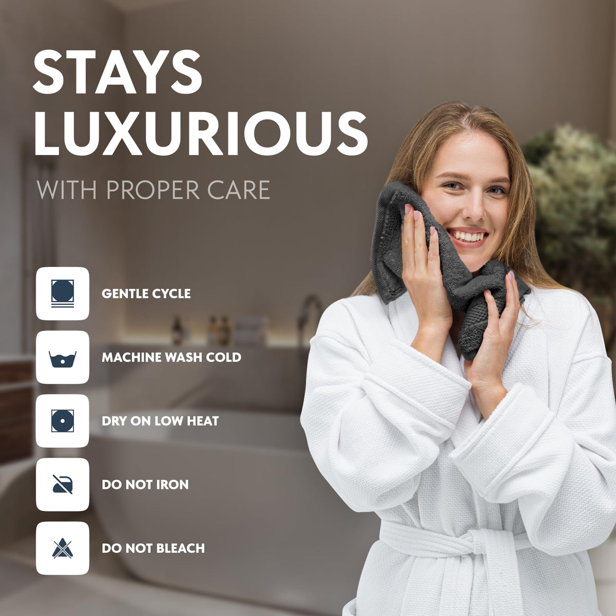 White Classic Luxury Cotton 12 Pc Flannel Set, Hotel Style Small Bath Towel and Face Cloth 33x33 cm, Dark Grey Soft Plush Flannels Pack of 12