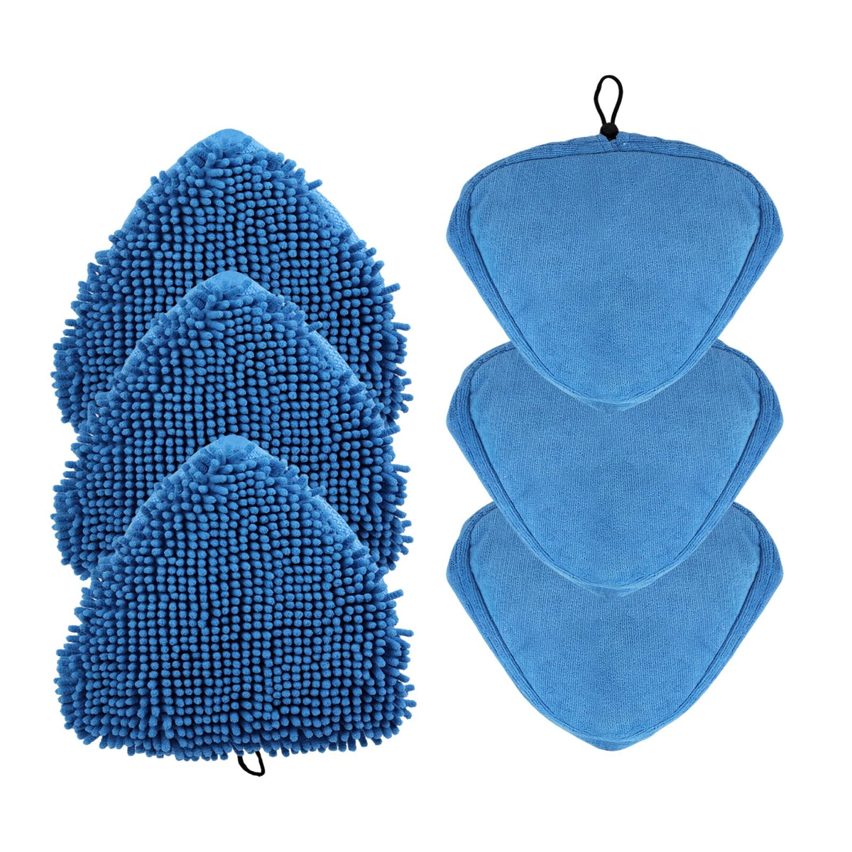Bodhitree Pack of 6 Triangle Microfibre Mop Pads (3x Coral 3x Microfibre) Replacement Steam Cleaner Pads Tie Fixing Reusable Washable Floor Steamer