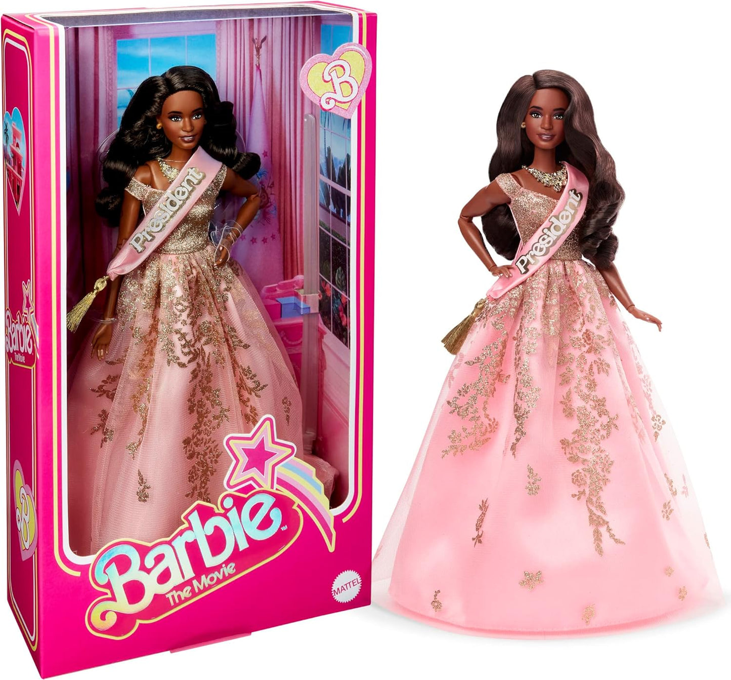 Barbie The Movie Doll, President, Used- very good, sash tassel has been cut off, open, scruffy box,