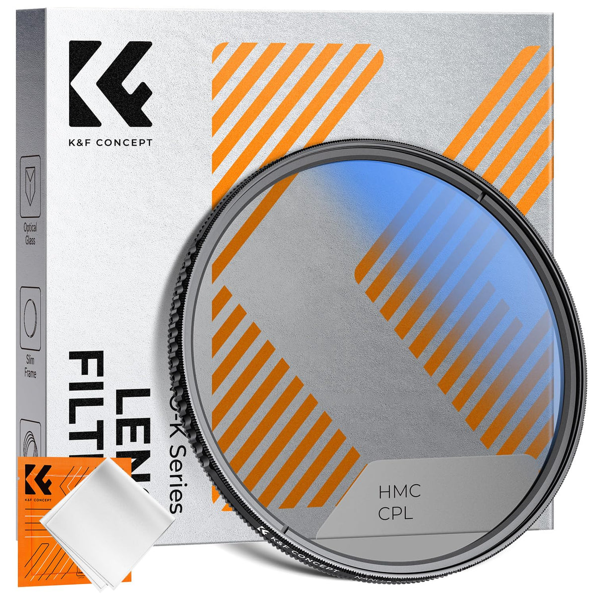 K&F CONCEPT 77MM Polarising Filter Circular Polarizing CPL, Ultra Slim, Japan Optics, Multi Coated, with Cleaning Cloth (Nano-K Series)
