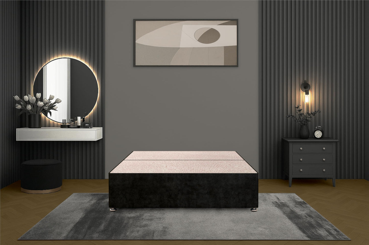 Bed Centre Flexby Divan Bed Base Only with 2 Drawers (Same Side), No Headboard - Available in 3FT, 4FT, 5FT & 6FT
