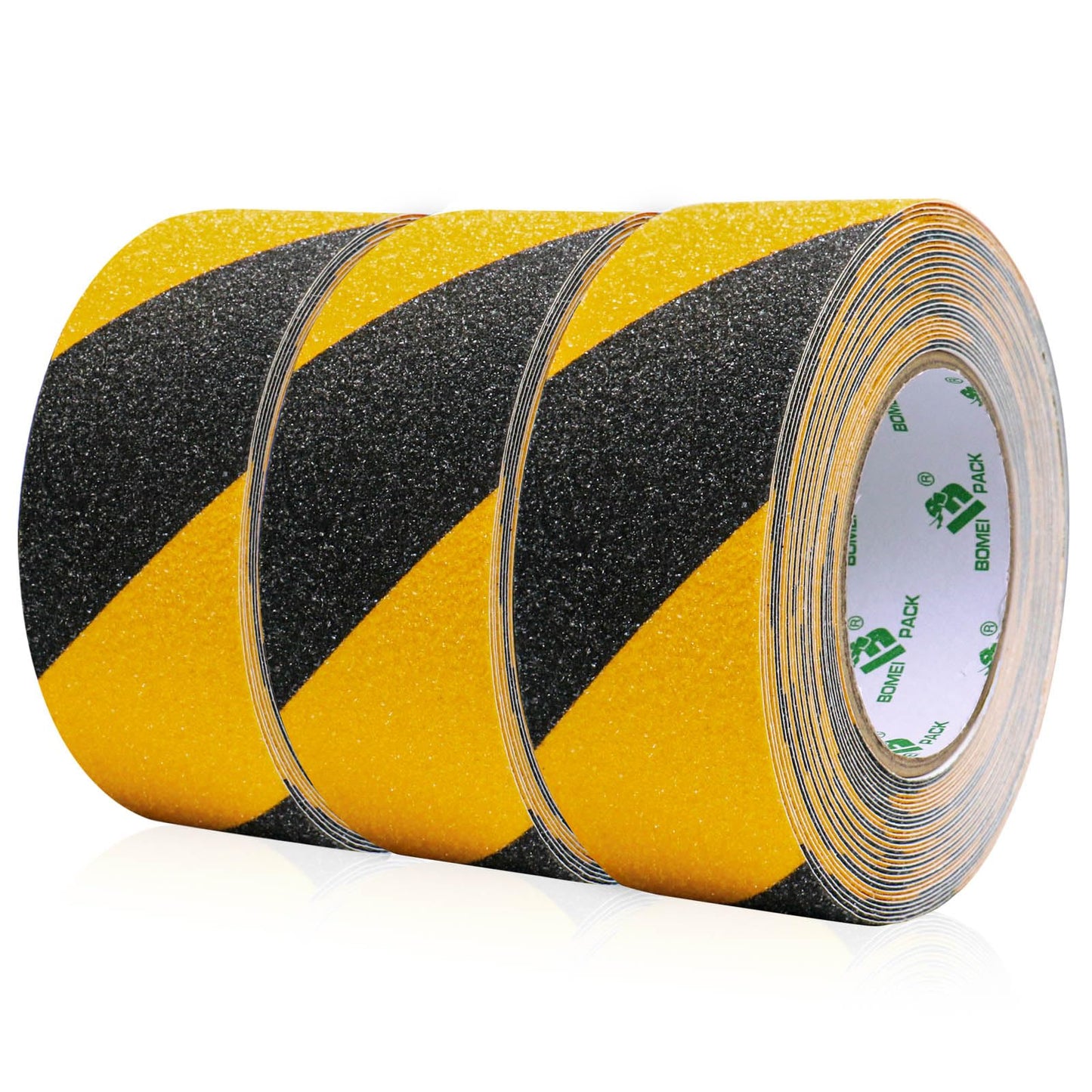 BOMEI PACK 3 Rolls Yellow and Black Anti Slip Tape 50mm x 10m High Traction Strong Grip Safety Stair Treads Self Adhesive Non-slip Warning Tape