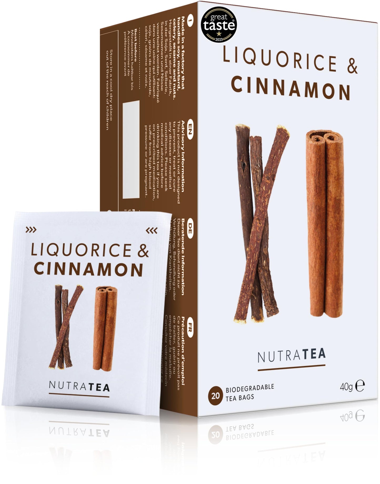 Nutra Tea Liquorice & Cinnamon Tea - Liquorice Tea | Cinnamon Tea - 60 Individually Wrapped Bags - Herbal Infusion (3 Pack)