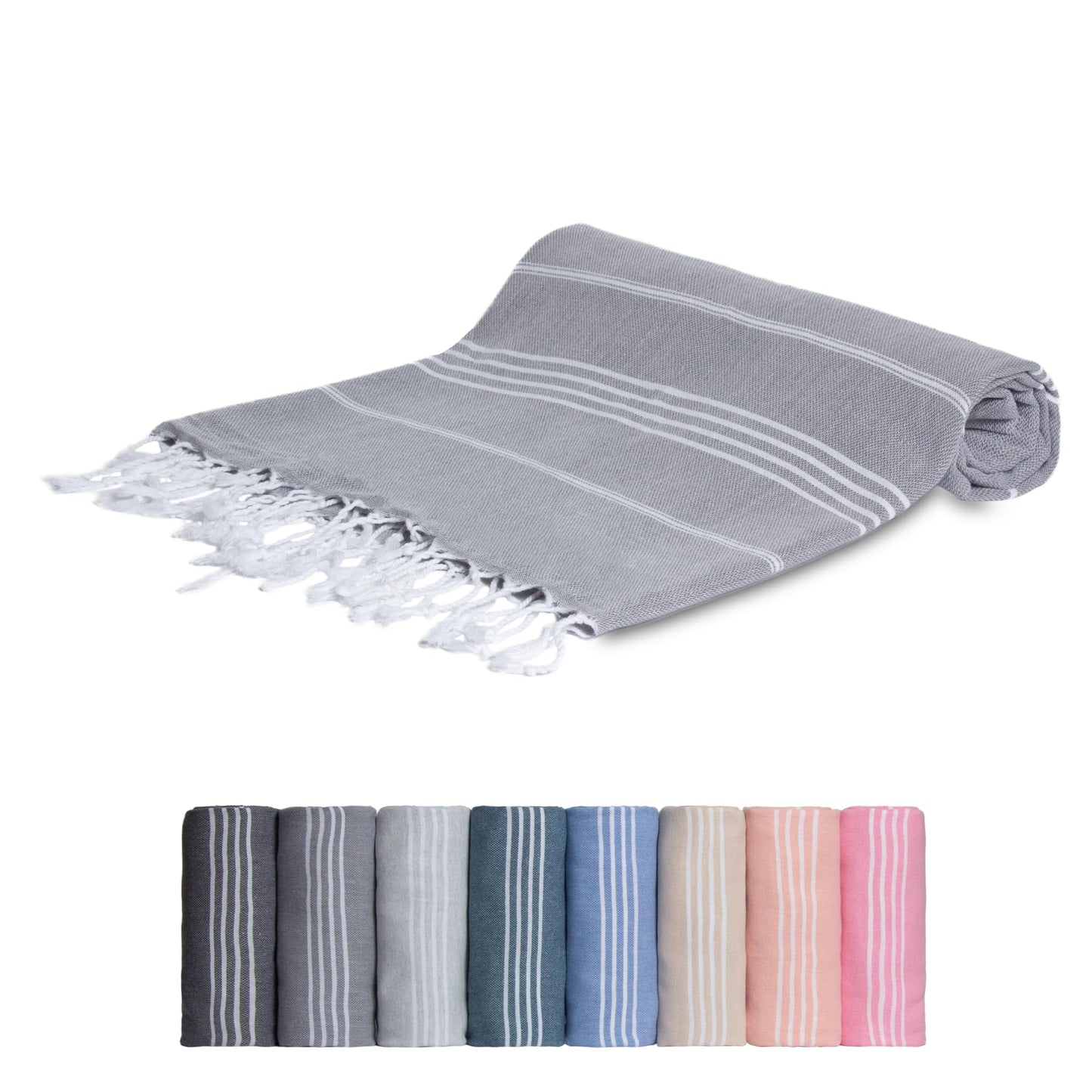 MEBY XXL Sauna Towel (100 x 200 cm) Beach Towel, Bath Towel, Turkish Hammam Towel, Hand Towel, 100% Cotton (Dark Grey), P2024