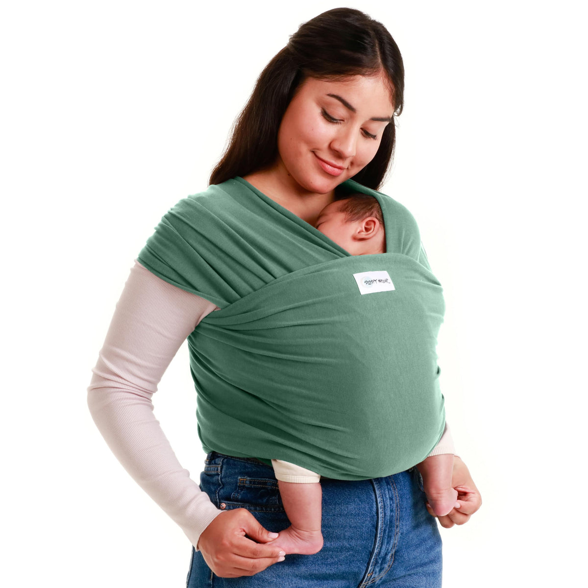 Sleepy Wrap Baby Carrier Newborn to Toddler (7-35 lbs/3-15 kg) - Hands-Free & Hip-Healthy Baby Wrap Carrier, Machine-Washable & Breathable (Sage