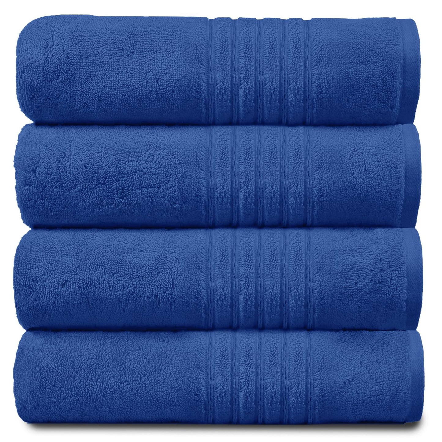 New Hampton Pack of 4 Bath Towel Set, 100% Ringspun Cotton, Extra Absorbent 450 GSM Luxury Bath Sheets, Blue, 4PK