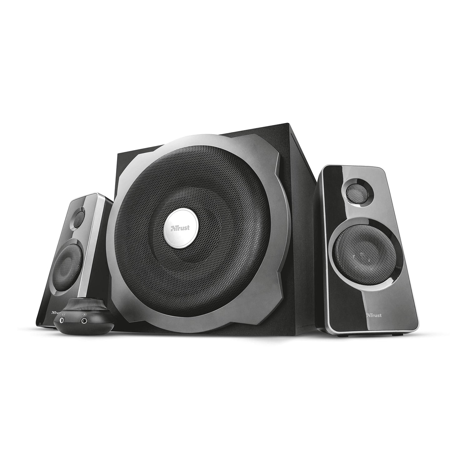 Trust Tytan 2.1 PC Speakers with Subwoofer, 120W (60W RMS), UK Plug, Sound System with Wired Volume Control, Jack 3.5 mm, Computer Speakers for PC,