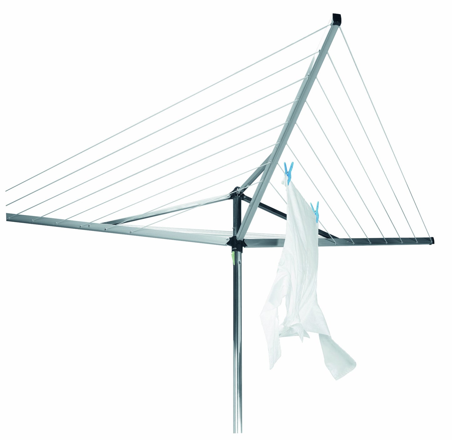 Brabantia 30m Essential Rotary Washing Line (Metallic Grey) Collapsible Umbrella System, 3 Arm Outdoor Clothes Dryer + 35mm Plastic Ground Tube