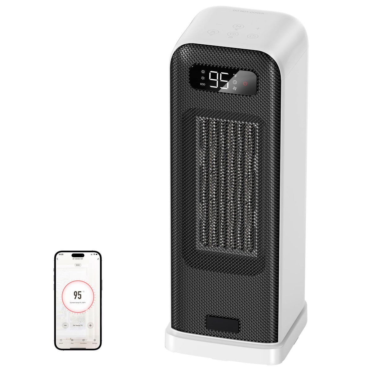 FLANUR Electric Heater, Smart Portable 1500W Energy Efficient Space Room Heater, Tower Fan Heater with WiFi & Voice Control, 12H Timer, Overheat & Tip