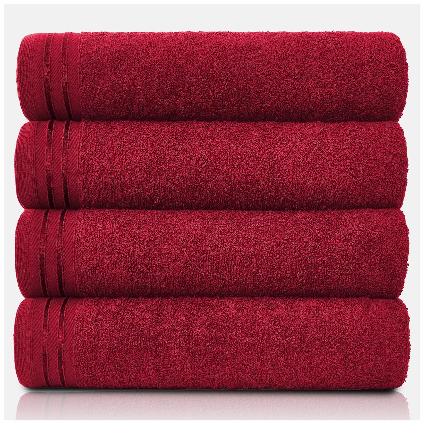 GC GAVENO CAVAILIA Large Towels Bath Sheet - Highly Absorbent Egyptian Cotton Towel Set - 4 Pack Extra Soft Large Bath Towel Red - Quick Dry Bath