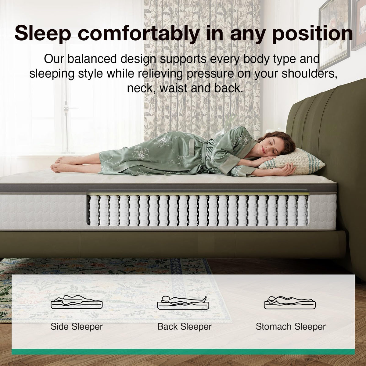 Novilla 2FT6 Small Single Mattress - 25cm Medium Firm Hybrid Mattresses | UK Pocket Sprung & Foam for Target Support & Luxury Comfort
