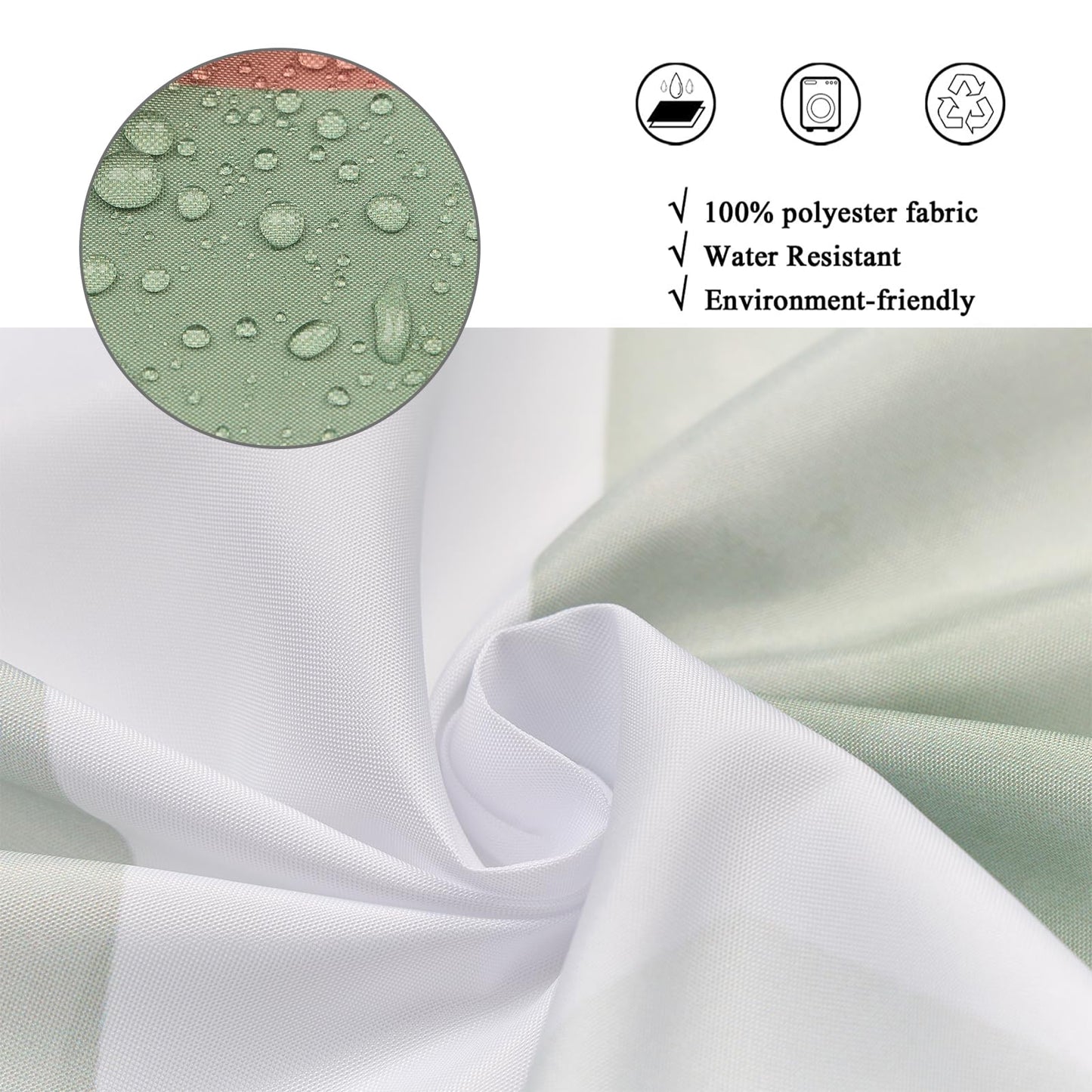 GCIREC Shower Curtain, 180x200cm, Green Modern Abstract Art Watercolor Geometric Grid Waterproof Fabric Machine Washable Bathroom Curtain with Hooks