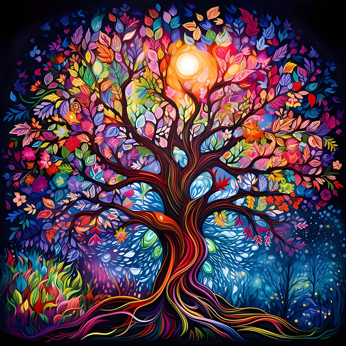 MEIYUDA Diamond Art Painting Kits for Adults, Colorful Tree of Life Diamond Painting Kit Crystal Cross Stitch, Diamond Art for Adults Kids Beginners