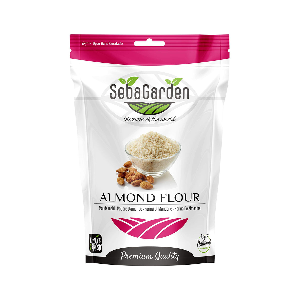 Seba Garden Extra Fine Almond Flour Blanched 1Kg Ziplock packing Resealable Ground almond from California Keto Friendly