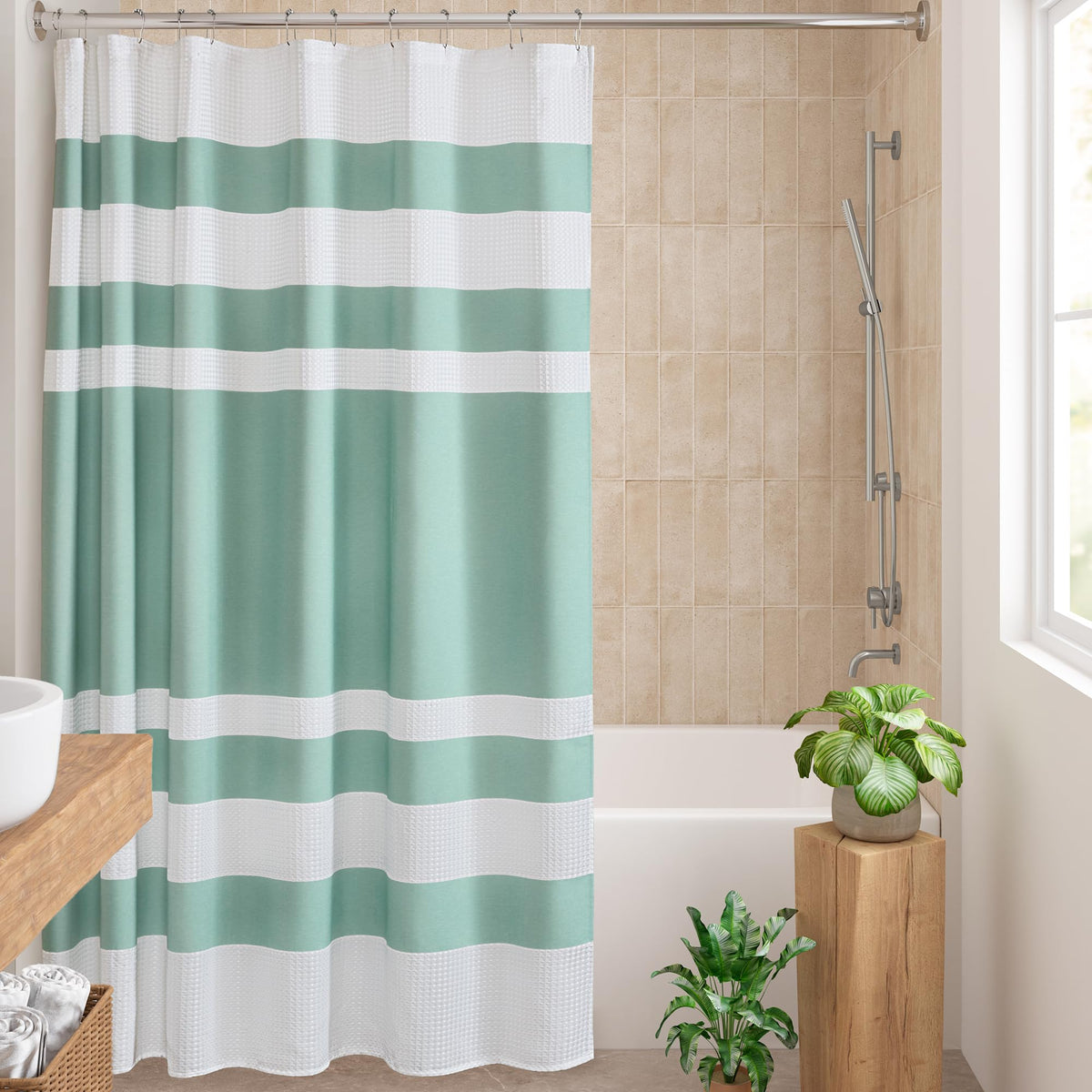 Madison Park Premium Spa Quality Modern Shower Curtains for Bathroom, Polyester, Aqua, 72" W x 72" L (Pack of 1)