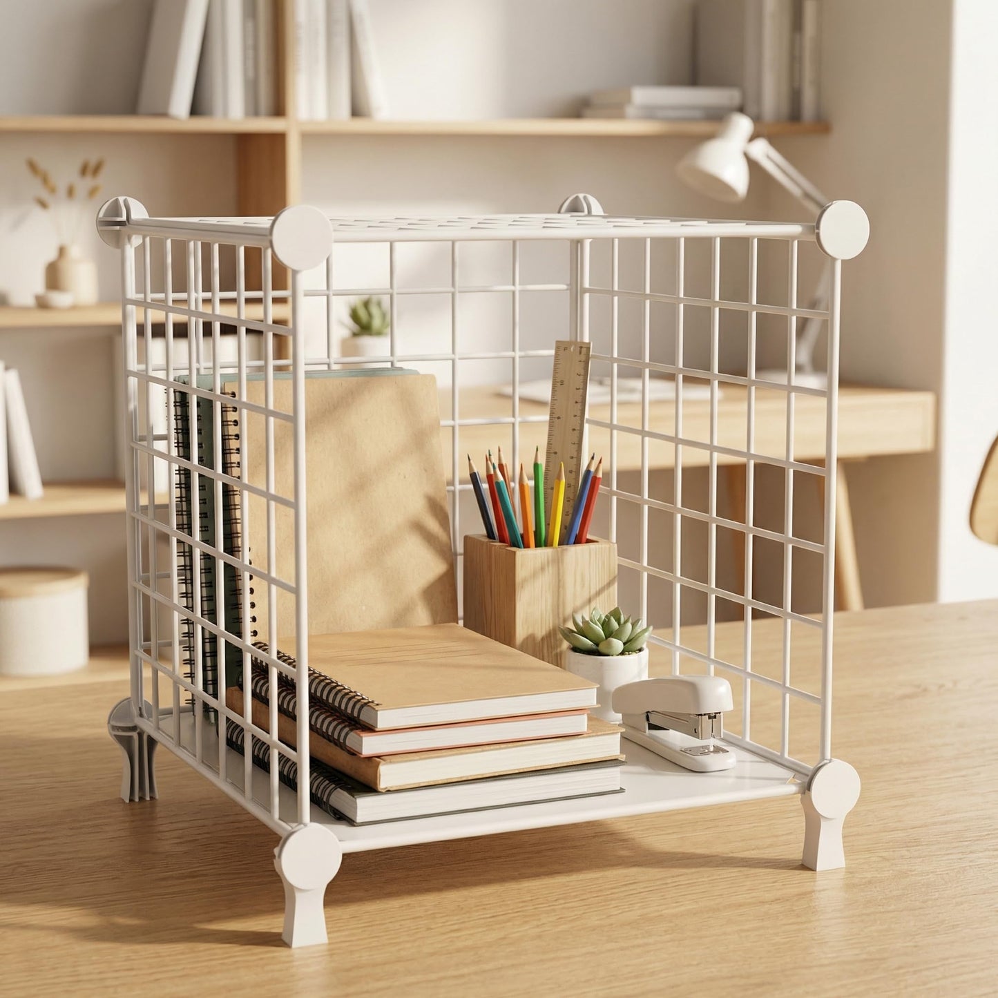 ATTDETJL Cube Storage Unit, Metal Shelving Unit with DIY Bookshelf, White